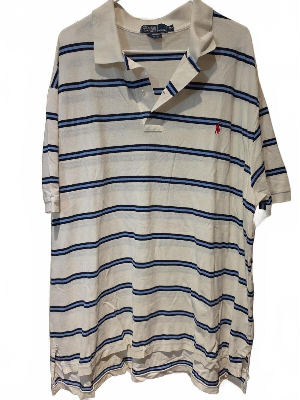 Polo Ralph Lauren Blue/ White  Short Sleeve Polo Sz 3XB /  3XL Big. 100% Cotton